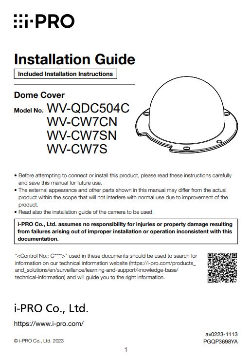 WV-QDC504C etc Installation Guide