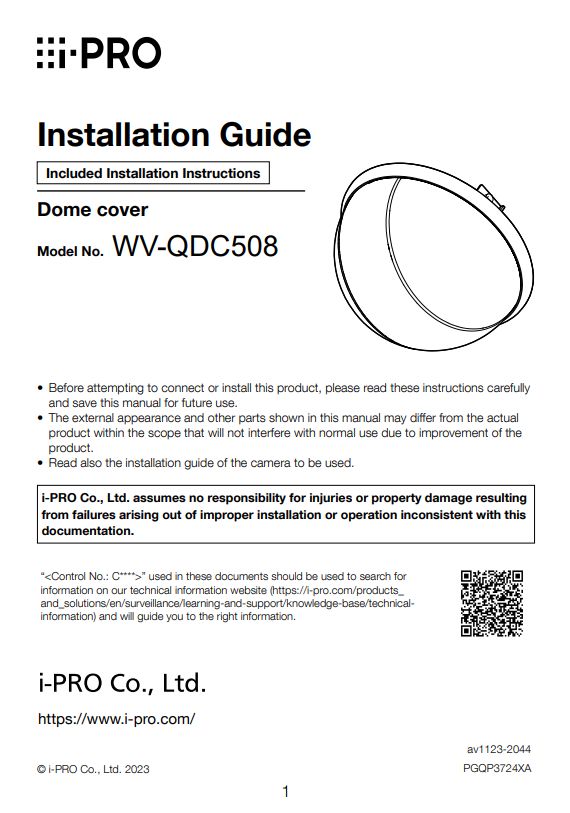 WV-QDC508 Installation Guide