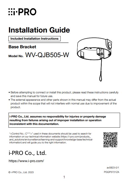 WV-QJB505-W Installation Guide (English)