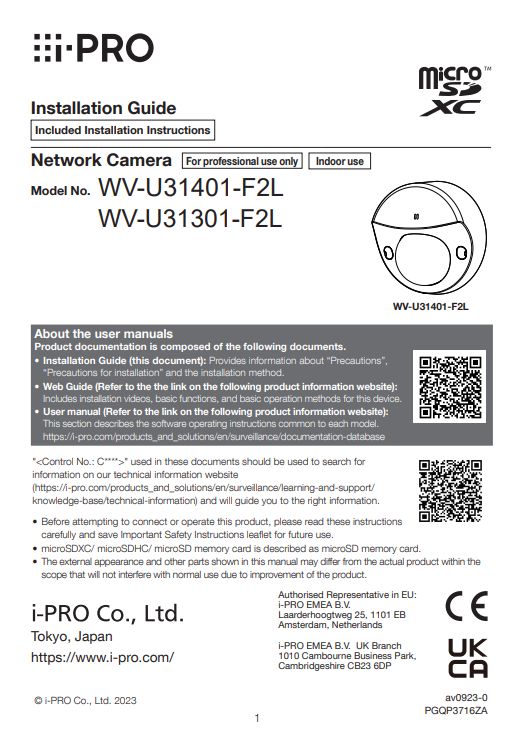 WV-U31401-F2L etc. Installation Guide