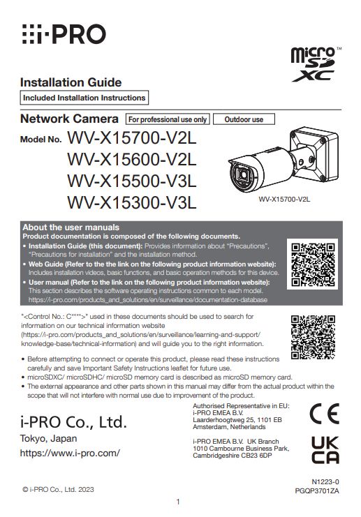 WV-X15700-V2L etc. Installation Guide