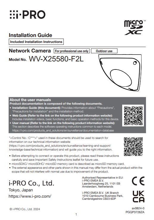 WV-X25580-F2LN2 Installation Guide