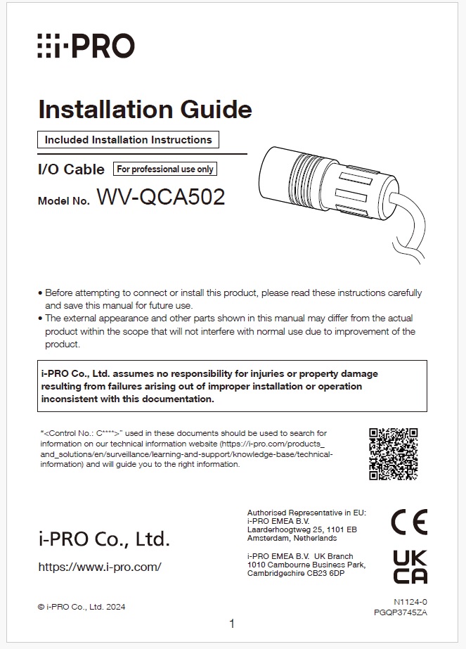 WV-QCA502 Operating Instructions